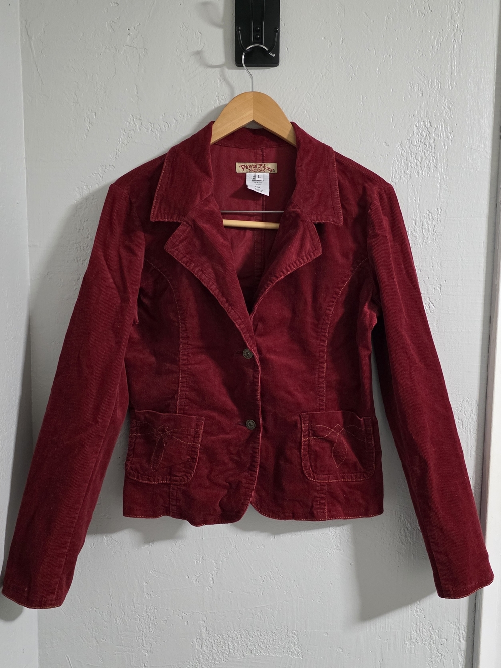 Vintage-Paris Blues Red Corduroy Blazer Jacket Women's Size L Y2K 90's